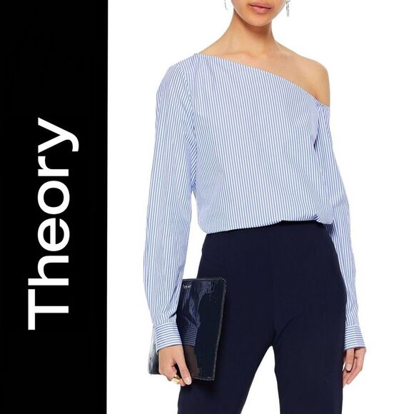 4/$100 Theory Ulrika Dalton Stripe One Shoulder Top - Picture 3 of 8